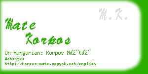 mate korpos business card